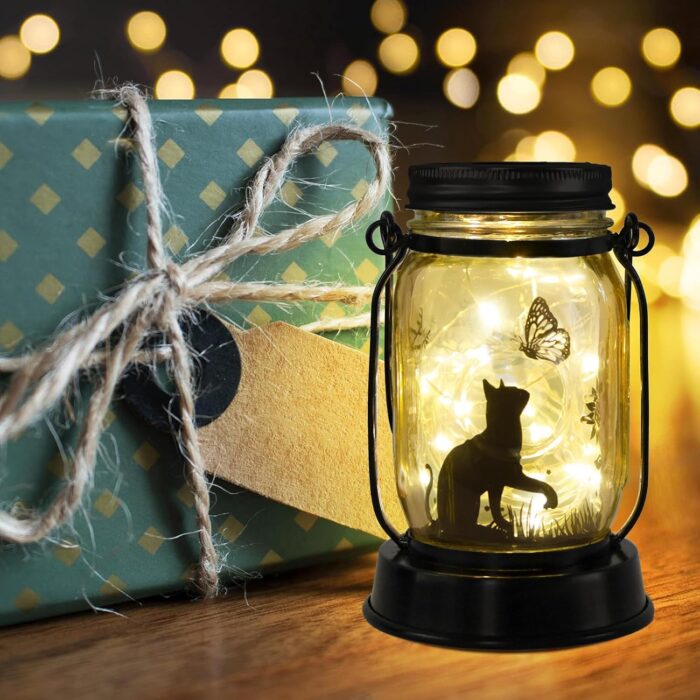 kyoryuger Cat Solar Lanterns 2PACK Cat Lover Gifts for Women Mom Grandma Christmas Cat Gifts for Cat Lovers Cat Memory Lantern with Stake for Yard Lawn Patio Garden Decor and Bedroom Decoration - Image 7