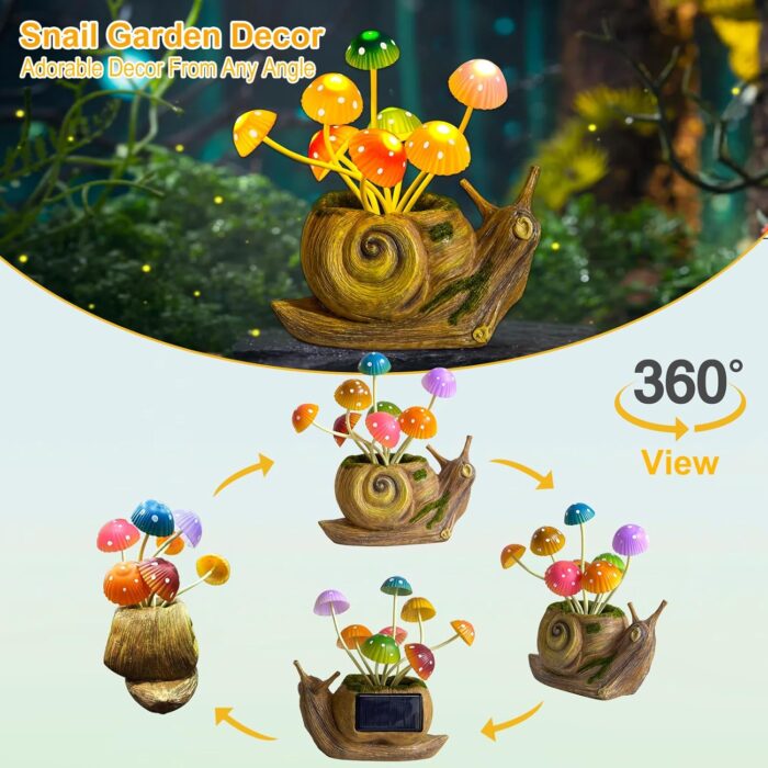 Solar Lights Outdoor Fairy Garden Accessories, Snail Statues Garden Decor for Outside, Gifts for Mother's Day Yard Decorations Patio Lawn Porch Balcony, Unique Housewarming Gifts for Women Mom Grandma - Image 5