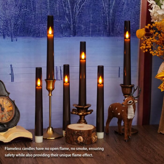 Flameless Taper Candles,with Remote and Timer Flickering Flameless Candles,6 Pack Led Candles,with Base Battery Operated Candles， Taper Candles for Home, Wedding, Party (Grey) - Image 5