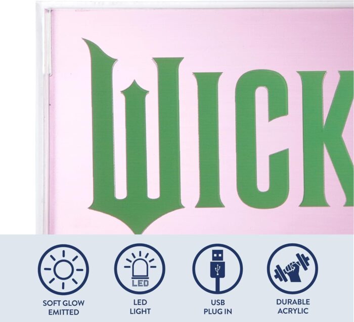 Wicked Logo Acrylic Light Up Neon Sign for Wall or Table, 9"W x 5"H x 1.8"D - Image 3
