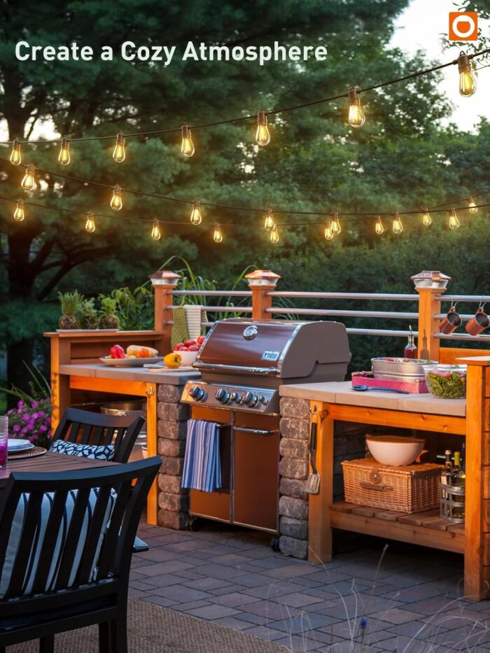 addlon 50FT LED Outdoor String Lights, Remote Dimmable Patio Lights with Timer & 3 Lighting Modes, 16 Shatterproof Edison Bulbs, Waterproof Connectable String Lights for Outside Backyard Party Décor - Image 8