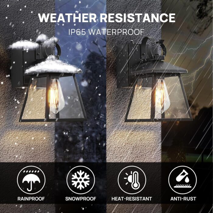 Dusk to Dawn Outdoor Lighting with GFCI Outlet, Waterproof Outside Porch Lights Wall Mount Modern Exterior Lighting Fixturesfor House Porch Patio Garage,Bronze,11.4''H,1PC - Image 3