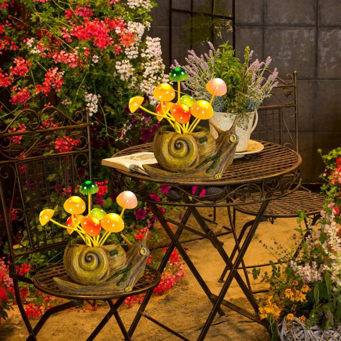 Solar Lights Outdoor Fairy Garden Accessories, Snail Statues Garden Decor for Outside, Gifts for Mother's Day Yard Decorations Patio Lawn Porch Balcony, Unique Housewarming Gifts for Women Mom Grandma - Image 8