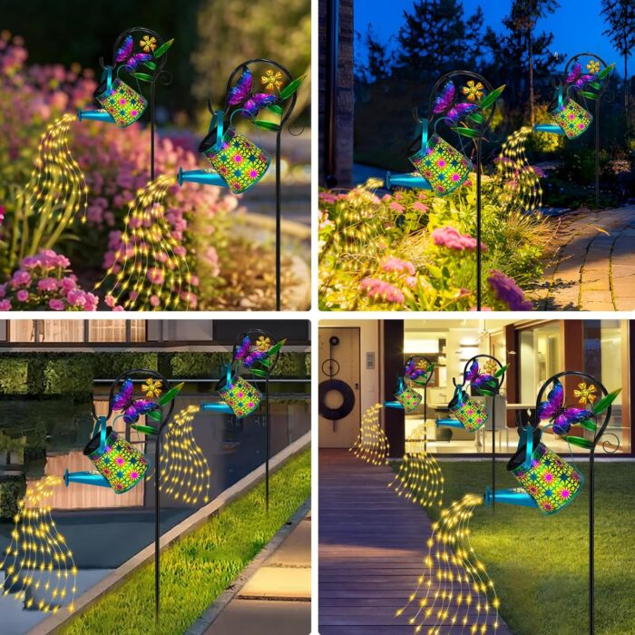 Solar Watering Can Lights, Outdoor Waterproof Garden Lanterns with Shepherd Hook, Butterfly Solar Garden Decor Landscape Light for Yard Outdoor Porch Patio, Gift for Women,Birthday, Christmas - Image 9