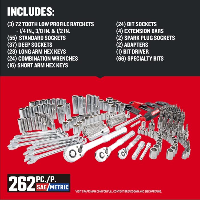 Craftsman 262-Piece Mechanic Tool Set, Master Socket Set with 3-Drawer VERSASTACK Tool Box, SAE/Metric Set (CMMT45309) - Image 4