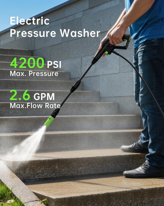 Pressure Washer, 4200PSI 2.6 GPM Power Washer with Foam Cannon 23FT Hose PATOOLIO Electric High Pressure Washer for Fences, Patios, Decks, Patios and Cars Powerwasher - Image 2
