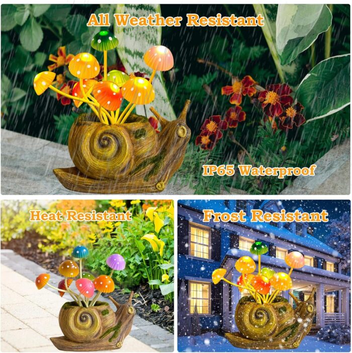 Solar Lights Outdoor Fairy Garden Accessories, Snail Statues Garden Decor for Outside, Gifts for Mother's Day Yard Decorations Patio Lawn Porch Balcony, Unique Housewarming Gifts for Women Mom Grandma - Image 3