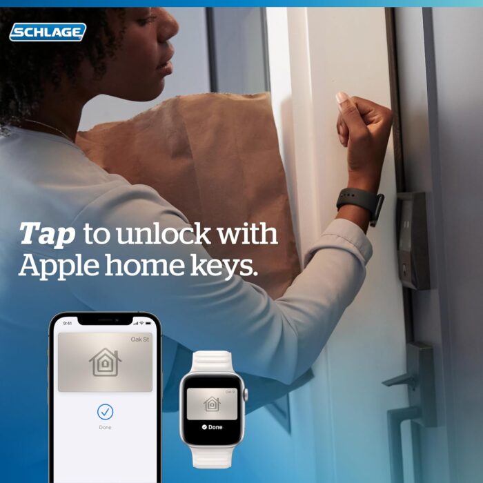 Schlage BE499WB CAM 622 Encode Plus WiFi Deadbolt Smart Lock, Keyless Entry Touchscreen Door Lock with Camelot Trim, Matte Black - Image 9