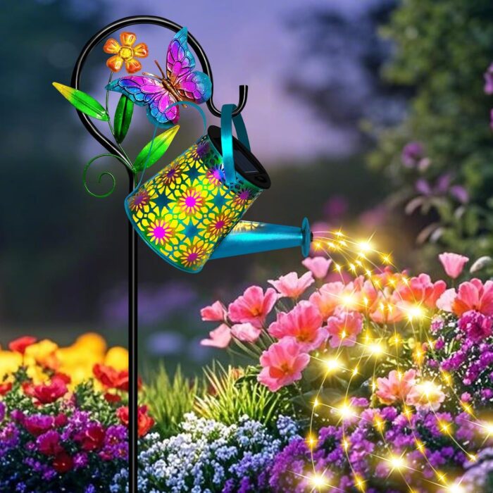 Solar Watering Can Lights, Outdoor Waterproof Garden Lanterns with Shepherd Hook, Butterfly Solar Garden Decor Landscape Light for Yard Outdoor Porch Patio, Gift for Women,Birthday, Christmas - Image 7