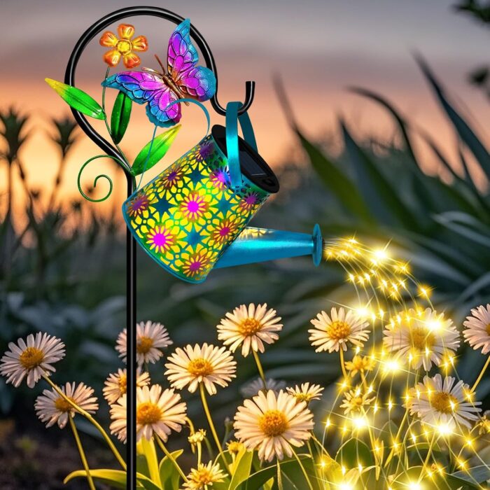 Solar Watering Can Lights, Outdoor Waterproof Garden Lanterns with Shepherd Hook, Butterfly Solar Garden Decor Landscape Light for Yard Outdoor Porch Patio, Gift for Women,Birthday, Christmas - Image 8