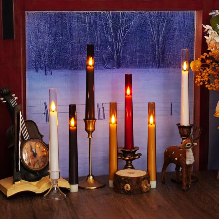 Flameless Taper Candles,with Remote and Timer Flickering Flameless Candles,6 Pack Led Candles,with Base Battery Operated Candles， Taper Candles for Home, Wedding, Party (Grey) - Image 6
