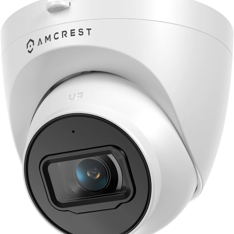 Amcrest 5MP Turret POE Camera, UltraHD Outdoor IP Camera POE with Mic/Audio, 5-Megapixel Security Surveillance Cameras, 98ft NightVision, 132° FOV, MicroSD (256GB), (IP5M-T1179EW-AI-V3)