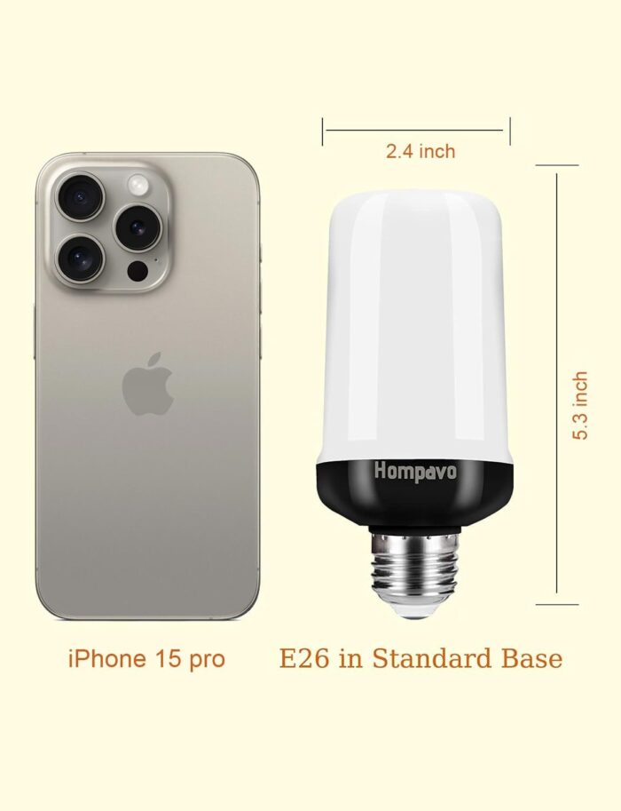 Hompavo 【Upgraded】 LED Flame Light Bulbs, 4 Modes Flickering Light Bulbs with Upside Down Effect, E26/E27 Flame Bulb for Halloween Christmas Party Patio Porch Home Indoor & Outdoor Decorations - 2 - Image 6