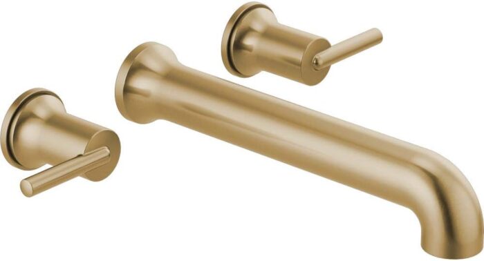 Delta Faucet Contemporary Wall-Mounted Tub Filler - T5759-CZWL - Modern Bathroom Tub Faucet & Handles - Sleek Bathroom Fixtures - Champagne Bronze (Valve Sold Separately)