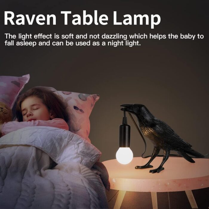Crow Lamp - Raven Lamp Adjustable Brightness with Bulb，Bird lamp，Crow Light Decor for Bedside Bedroom Living Room Decor - Image 5
