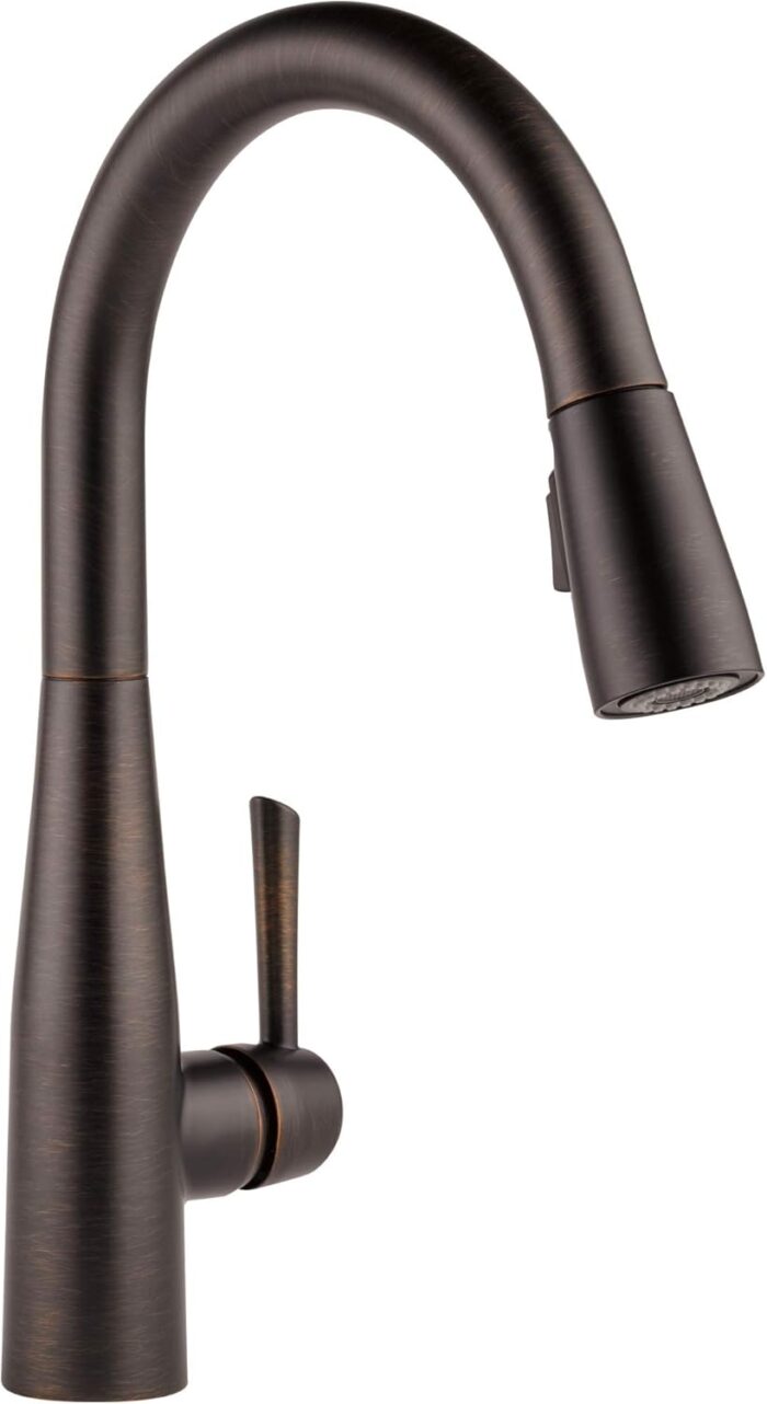 Delta Essa Oil Rubbed Bronze Kitchen Faucet with Pull Down Sprayer, Modern Single Hole Kitchen Sink Faucet, Single Handle, Venetian Bronze 9113-RB-DST