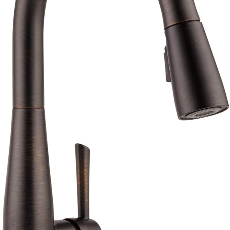Delta Essa Oil Rubbed Bronze Kitchen Faucet with Pull Down Sprayer, Modern Single Hole Kitchen Sink Faucet, Single Handle, Venetian Bronze 9113-RB-DST