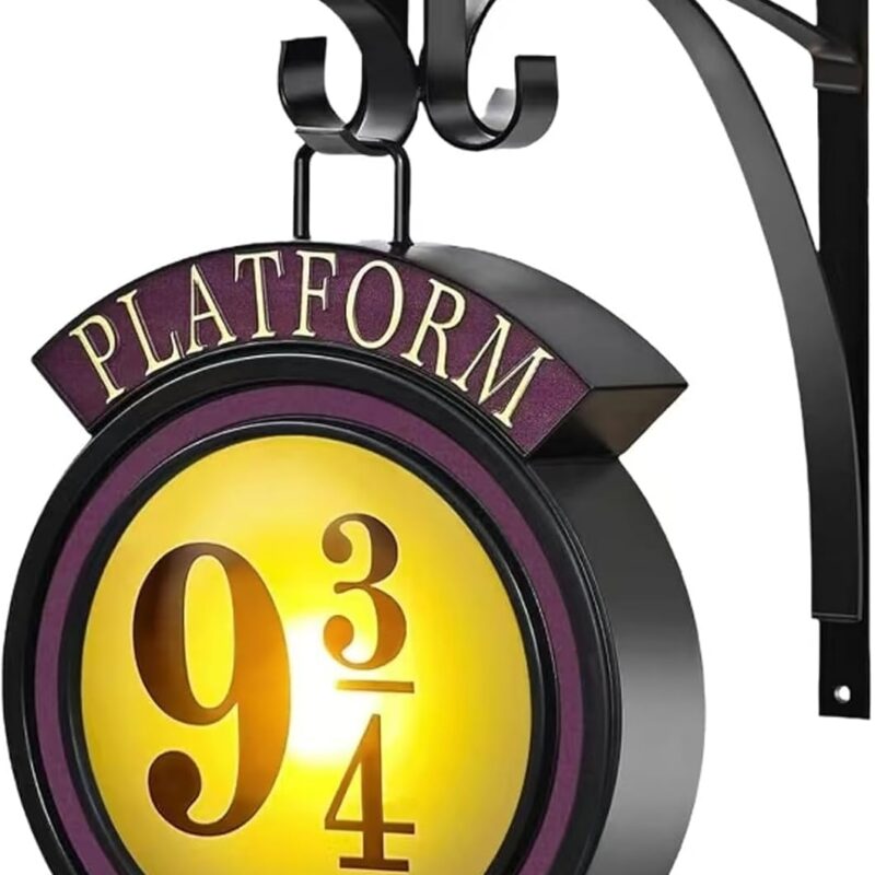 Vintage Hanging 9 3/4 Night Light, Platform 9 3/4 Sign Wall Light, Home Decor 9 ¾ Sign Lights Led Lamp Decoration, Halloween Christmas Gift for Movie Lovers and Fans
