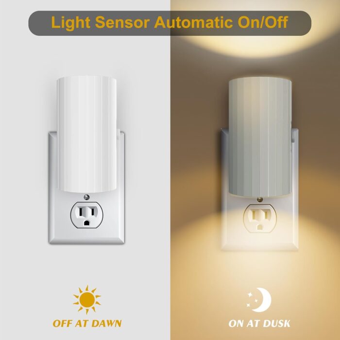 Night Light, Led Night Lights Plug into Wall, Sensor Dusk to Dawn, 0-100 LM Dimmable Night Lights, 3000K Soft White for Bathroom Bedroom Kitchen Toilet Hallway Stairway, 2 Pack - Image 2