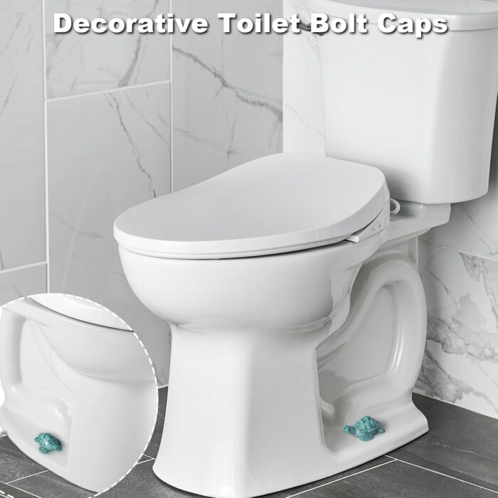 Turtle Toilet Bolt Covers Decorative Toilet Knob Covers for Bottom of Toilet, Toilet Screw Cover Caps Sea Turtle Toilet Bolt Caps Coastal Decor Home Beach House Decor Bathroom, Easy to Install 2pcs - Image 6