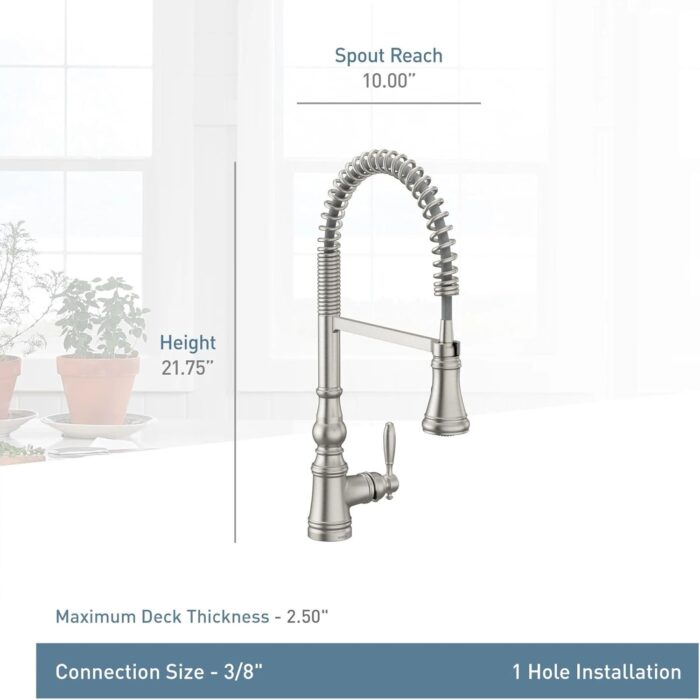 Moen Weymouth Oil Rubbed Bronze One Handle Spring Pulldown Kitchen Faucet, Farmhouse Kitchen Sink Faucet with Power Boost for a Faster Clean, S73104ORB - Image 7