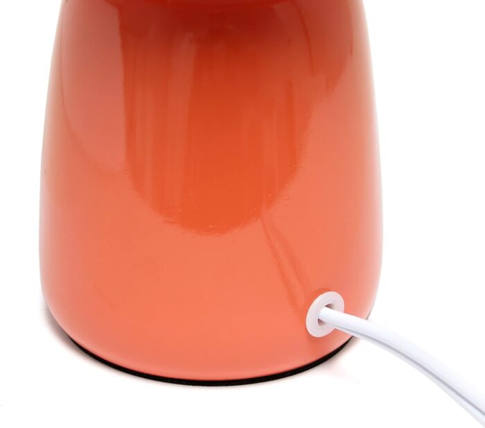 Simple Designs LT1134-ORG 10.04" Tall Traditional Ceramic Thimble Base Bedside Table Desk Lamp w Matching Fabric Shade for Home Decor, Nightstand, Bedroom, Living Room, Entryway, Office, Orange - Image 10