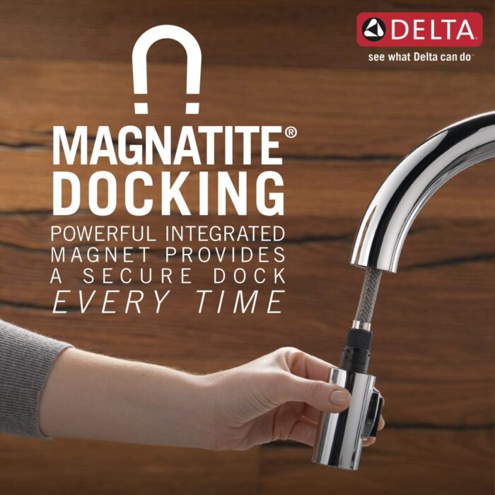 Delta Essa Oil Rubbed Bronze Kitchen Faucet with Pull Down Sprayer, Modern Single Hole Kitchen Sink Faucet, Single Handle, Venetian Bronze 9113-RB-DST - Image 6