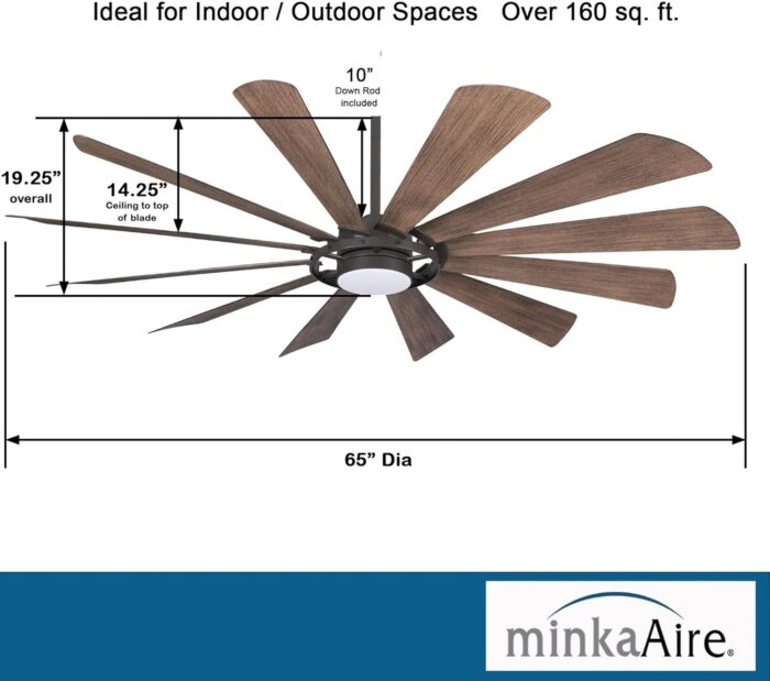 MINKA-AIRE F870L-ORB 65" Windmolen Outdoor Smart Ceiling Fan with LED Light and Remote Control, Oil Rubbed Bronze - Image 2