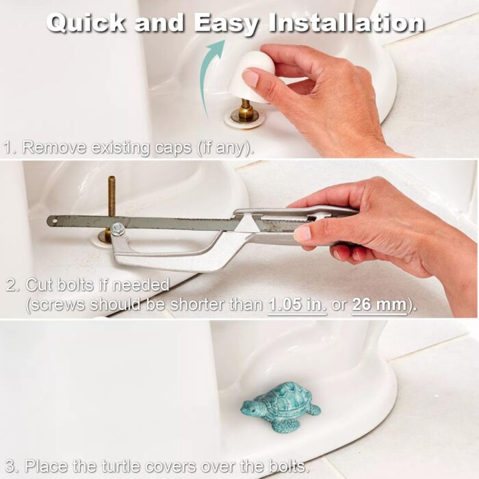 Turtle Toilet Bolt Covers Decorative Toilet Knob Covers for Bottom of Toilet, Toilet Screw Cover Caps Sea Turtle Toilet Bolt Caps Coastal Decor Home Beach House Decor Bathroom, Easy to Install 2pcs - Image 7
