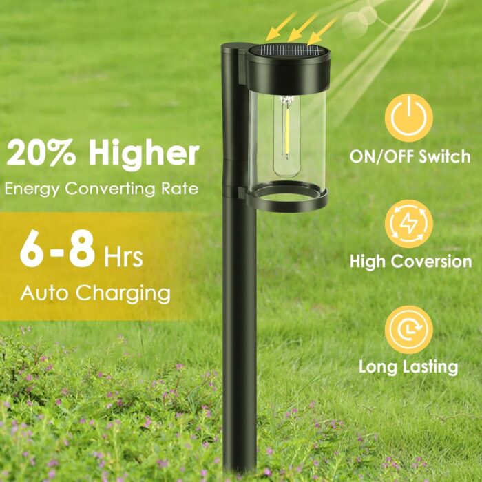 Solar Pathway Lights Outdoor, 10 Pack Metal & Glass Solar Lights Outdoor Waterproof Landscape Path Lights for Outside Yard Lawn Walkway Driveway Garden Decor - Image 4