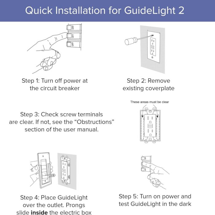 Single - SnapPower GuideLight 2 for Outlets [for Standard Decor, Not GFCI outlets] - Night Light - Electrical Outlet Wall Plate with LED Night Lights - Automatic On/Off Sensor - (Décor, Ivory) - Image 5