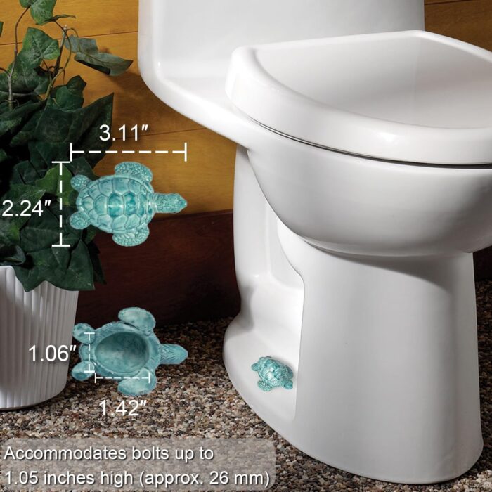 Turtle Toilet Bolt Covers Decorative Toilet Knob Covers for Bottom of Toilet, Toilet Screw Cover Caps Sea Turtle Toilet Bolt Caps Coastal Decor Home Beach House Decor Bathroom, Easy to Install 2pcs - Image 4