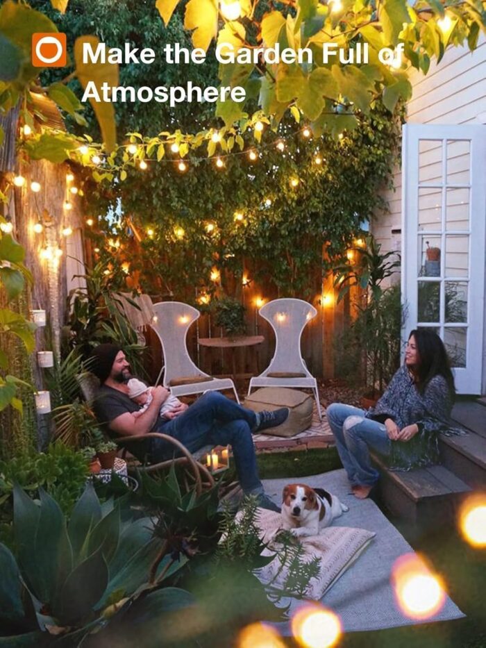 addlon 54FT(48+6) Solar String Lights Outdoor Waterproof with USB Charging & Remote Control - Dimmable Solar Power Patio Lights with LED Bulbs for Porch, Garden, Yard, Market, Bistro - Last for 20+Hrs - Image 9