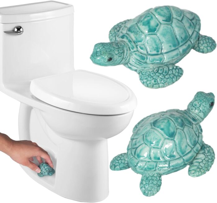 Turtle Toilet Bolt Covers Decorative Toilet Knob Covers for Bottom of Toilet, Toilet Screw Cover Caps Sea Turtle Toilet Bolt Caps Coastal Decor Home Beach House Decor Bathroom, Easy to Install 2pcs