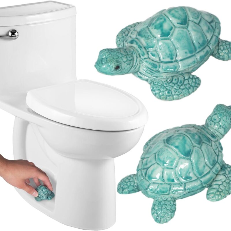 Turtle Toilet Bolt Covers Decorative Toilet Knob Covers for Bottom of Toilet, Toilet Screw Cover Caps Sea Turtle Toilet Bolt Caps Coastal Decor Home Beach House Decor Bathroom, Easy to Install 2pcs
