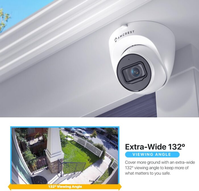 Amcrest 5MP Turret POE Camera, UltraHD Outdoor IP Camera POE with Mic/Audio, 5-Megapixel Security Surveillance Cameras, 98ft NightVision, 132° FOV, MicroSD (256GB), (IP5M-T1179EW-AI-V3) - Image 5