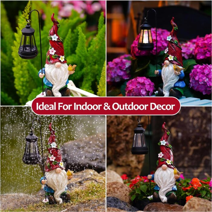 Garden Gnomes Outdoor Statue with Solar Lights,Solar Gnomes Decorations for Yard Outdoor gnome Decorations for Garden, Patio Gnome Gifts for Mom - Image 6