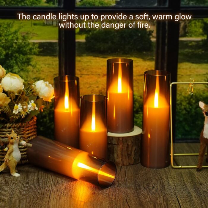 Flickering Flameless Candles 9 Pcs, Battery Operated Candles with Remote Timer, Realistic Pillar LED Candles for Home Decor (Grey) - Image 5