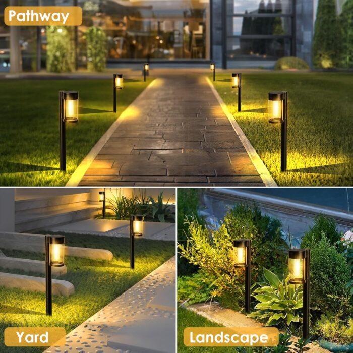 Solar Pathway Lights Outdoor, 10 Pack Metal & Glass Solar Lights Outdoor Waterproof Landscape Path Lights for Outside Yard Lawn Walkway Driveway Garden Decor - Image 6