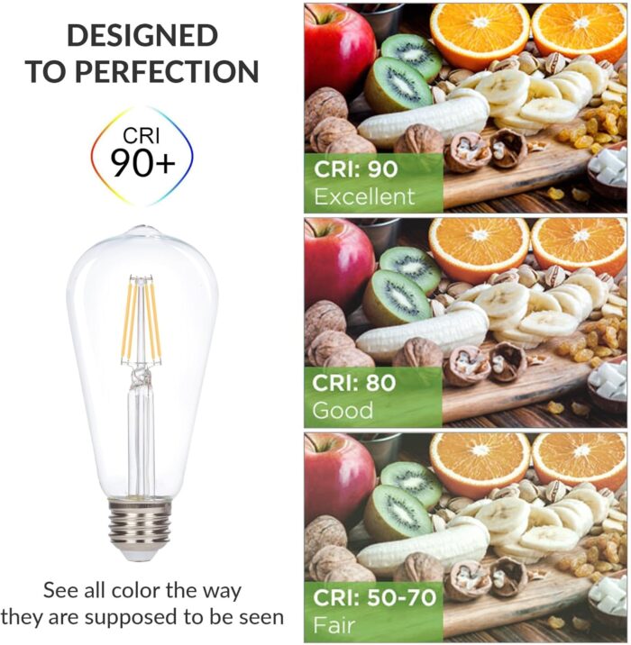 Simba Lighting LED Edison Vintage Filament ST21 (ST64) Light Bulbs (6 Pack) 6W Dimmable 60W Equivalent Clear Glass Decorative Antique Retro, Standard Medium E26 Base, Warm White 2700K - Image 4