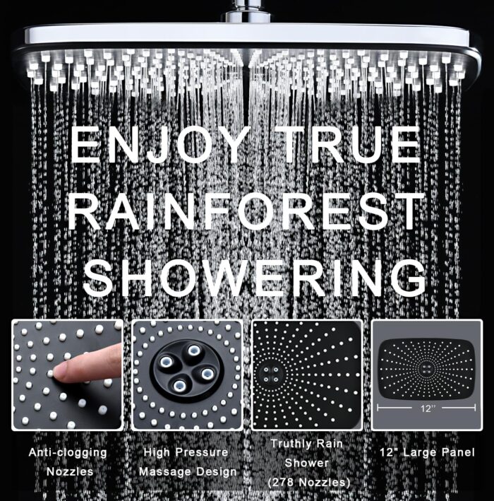 High Pressure Rain Shower Head: Upgrade Shower Heads with Handheld Spray Combo with Fixed Showerhead and 10 Sprays Handheld Shower Head, Detachable Shower head Built-in Magnetic Docking and Power Jets - Image 3