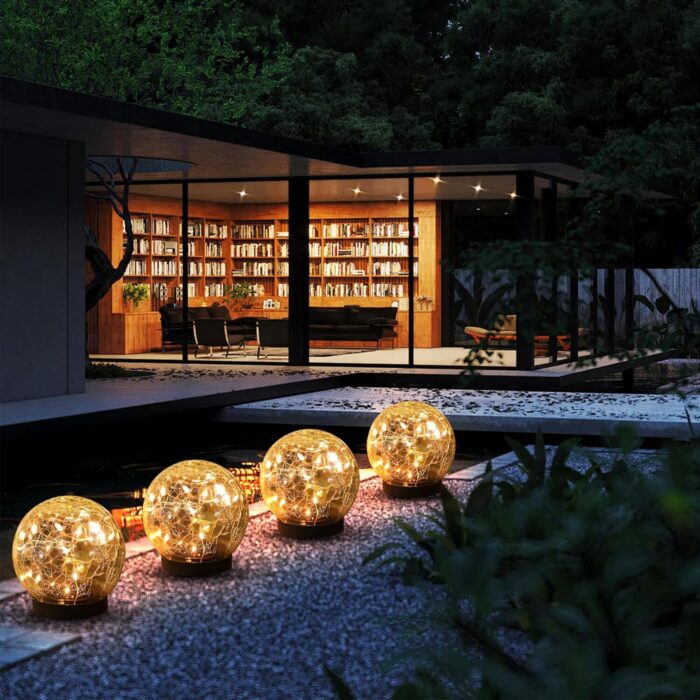 Solar Globe Lights Outdoor Waterproof-Solar Balls-Solar Garden Lights-Orbs for Outside 4 Pack Cracked Glass Ball for Lawn Patio Yard Backyard Decorations - Image 3
