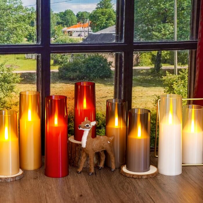 Flickering Flameless Candles 9 Pcs, Battery Operated Candles with Remote Timer, Realistic Pillar LED Candles for Home Decor (Grey) - Image 6