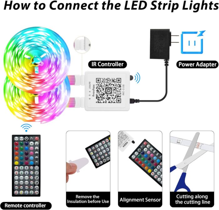 Led Lights for Bedroom 200 ft (2 Rolls of 100ft), Music Sync RGB Led Strip Lights with Remote App Control, Color Changing Led Lights for Room Home Kitchen Party Decor - Image 7