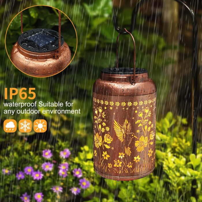 Solar Lanterns Outdoor Waterproof Hummingbird Garden Decor Gifts for Women Mom Grandma Hanging Solar Lights Metal Solar Decoration Outside for Yard, Patio, Backyard, Porch - Image 5