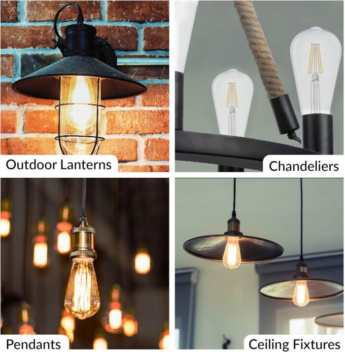 Simba Lighting LED Edison Vintage Filament ST21 (ST64) Light Bulbs (6 Pack) 6W Dimmable 60W Equivalent Clear Glass Decorative Antique Retro, Standard Medium E26 Base, Warm White 2700K - Image 3
