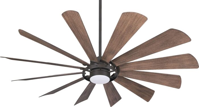 MINKA-AIRE F870L-ORB 65" Windmolen Outdoor Smart Ceiling Fan with LED Light and Remote Control, Oil Rubbed Bronze