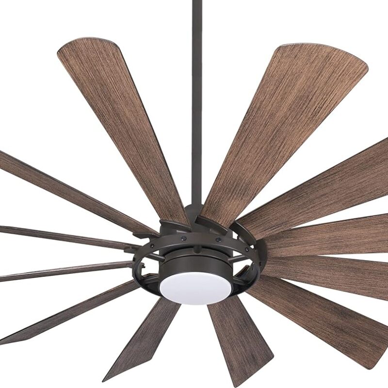 MINKA-AIRE F870L-ORB 65" Windmolen Outdoor Smart Ceiling Fan with LED Light and Remote Control, Oil Rubbed Bronze