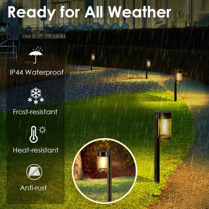 Solar Pathway Lights Outdoor, 10 Pack Metal & Glass Solar Lights Outdoor Waterproof Landscape Path Lights for Outside Yard Lawn Walkway Driveway Garden Decor - Image 5