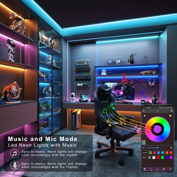 Led Lights for Bedroom 200 ft (2 Rolls of 100ft), Music Sync RGB Led Strip Lights with Remote App Control, Color Changing Led Lights for Room Home Kitchen Party Decor - Image 5